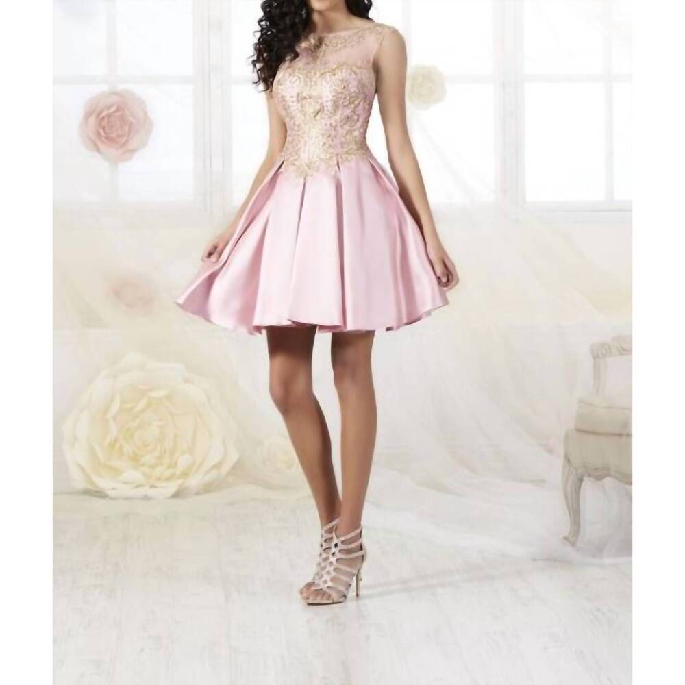 NEW HOUSE OF WU beaded cocktail dress in rose/gold